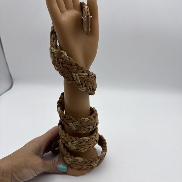 Leather & Twine Woven Brown Belt Made in India Sz Medium - Picture 3 of 9